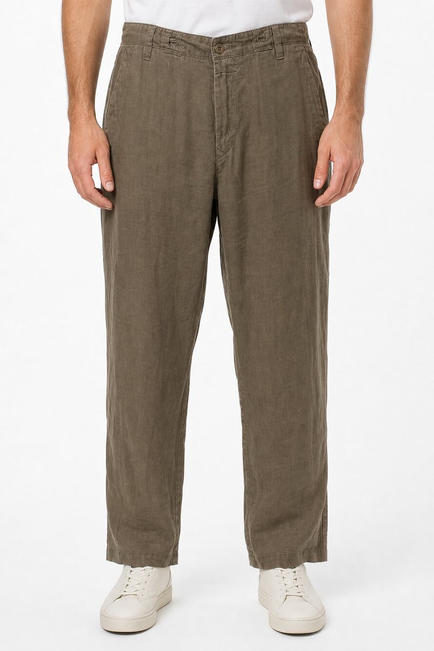 BOSS Hugo Boss Men's Callum 100% Linen Comfort Fit Pants Taupe Olive Brown 34R